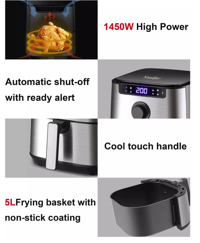 (Air Fryer) اير فراير سونيفر 5 لتر SF-1013 - الصورة 5