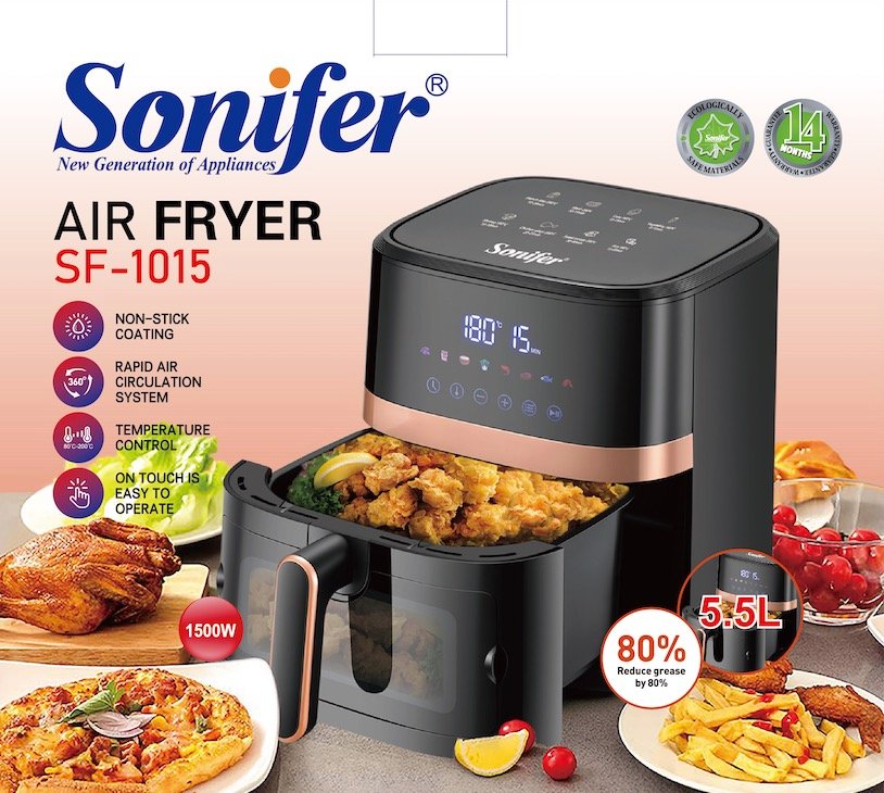 (Air Fryer) اير فراير سونيفر 5.5 لتر SF-1015 - الصورة 3