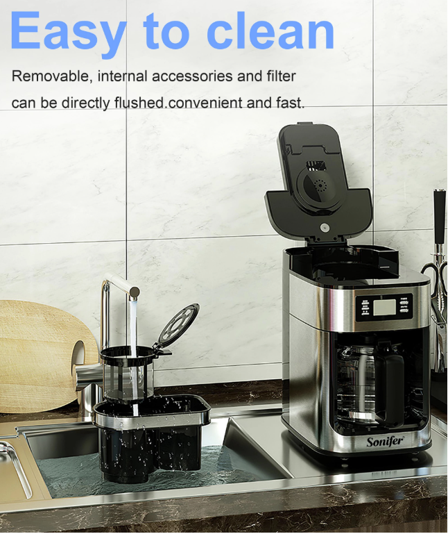 (coffee maker) ماكينة تحضير القهوة ديجيتال بمطحنة 2*1 SF-3541 - الصورة 4