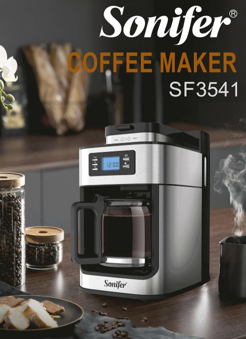 (coffee maker) ماكينة تحضير القهوة ديجيتال بمطحنة 2*1 SF-3541 - الصورة 2
