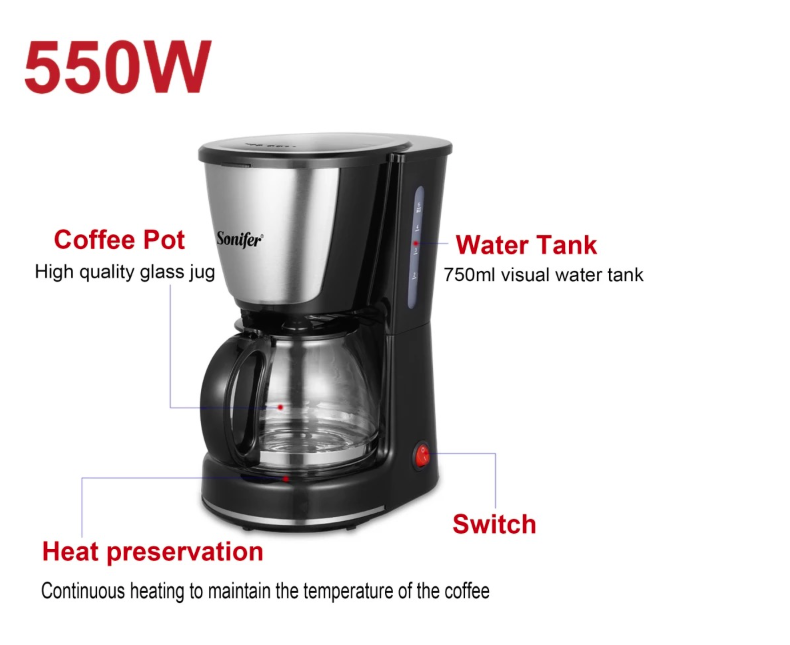 (Coffee Maker) ماكينة تحضير القهوة سونيفر SF-3555 - الصورة 2