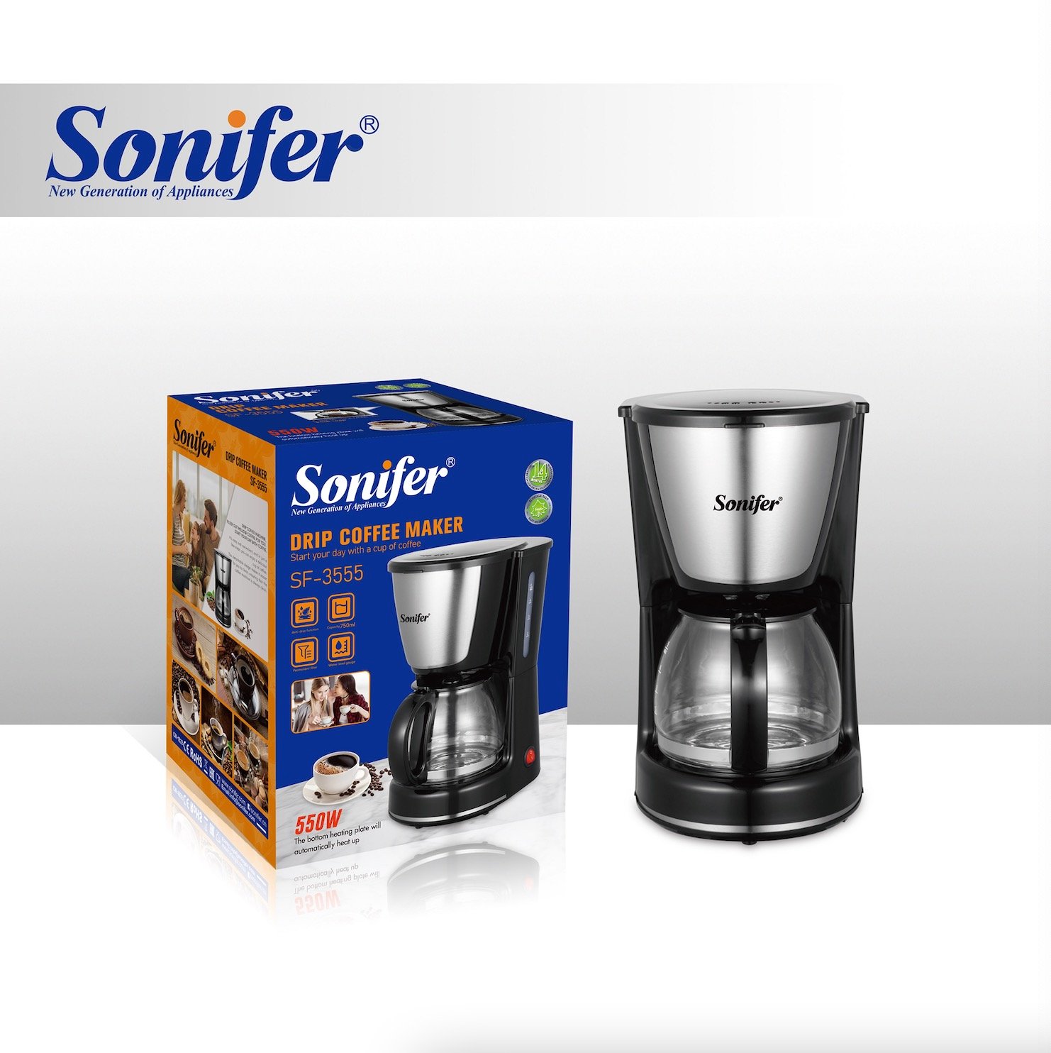 (Coffee Maker) ماكينة تحضير القهوة سونيفر SF-3555 - الصورة 8