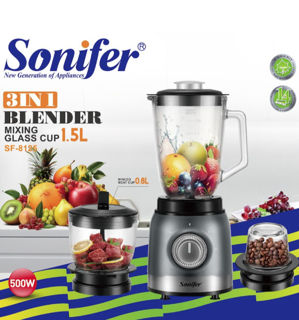 خلاط كهربائي زجاج 3*1 SF-8125