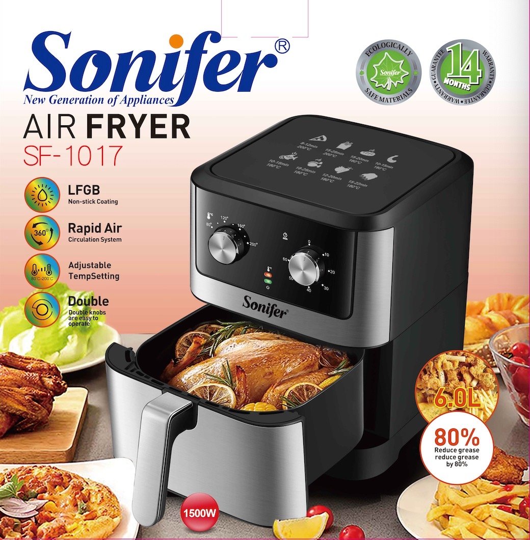 (Air Fryer) اير فراير سونيفر 6 لتر SF-1017 - الصورة 3