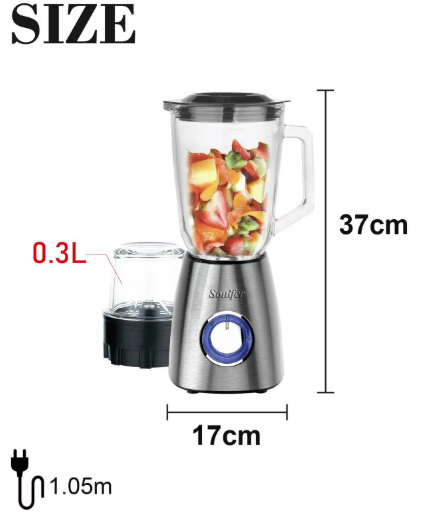خلاط كهربائي زجاجي سيلفر 2*1 SF-8015 - الصورة 5