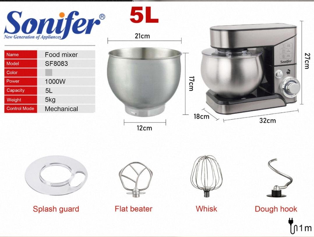 (Stand Mixer) عجان كهربائي سونيفر 5 لتر SF-8083 - الصورة 4